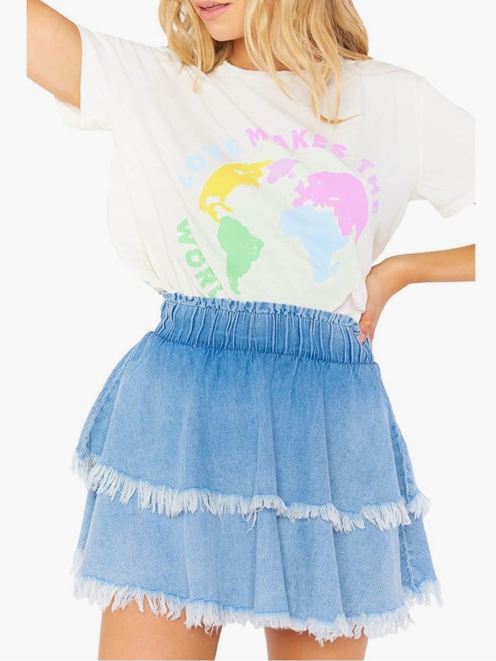 ❗️Show Me Your MuMu Light Blue Tiered Denim Mini Skirt MSRP $148!